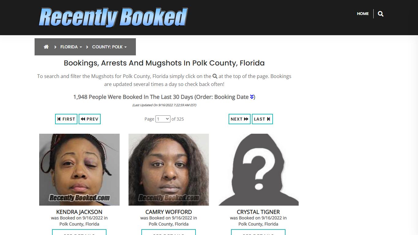 Recent bookings, Arrests, Mugshots in Polk County, Florida